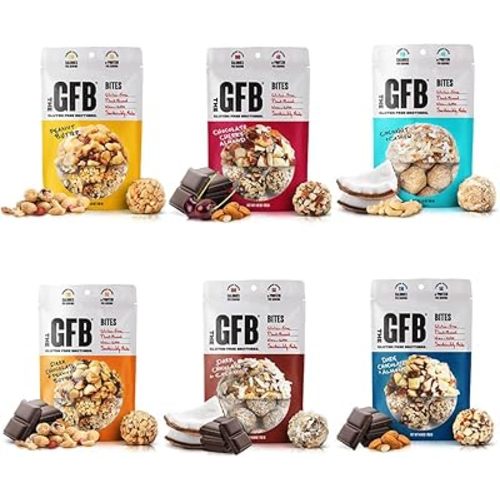 The GFB Variety Pack Protein Bites - Gluten Free, Plant Based, Non GMO, Sustainably Made – Ridiculously Tasty, Healthy, Vegan, Protein Energy Balls, 4 oz (6 Count)
