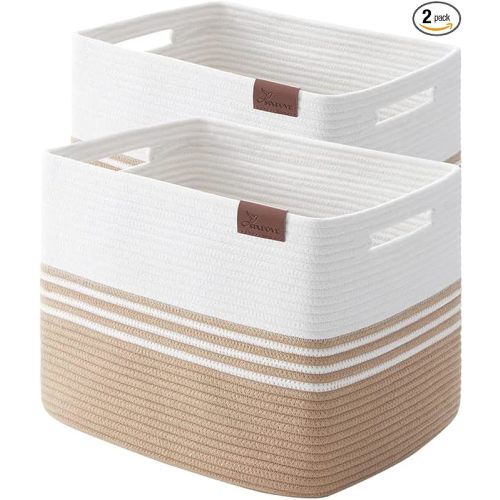 SIXDOVE Storage Baskets, 42L*2 Pack Storage Baskets for Organizing, Laundry Basket for Closet,Cotton Rope Blanket Basket for Storage, Toy Storage Basket for Living Room, Laundry Room, Bedroom-Jute