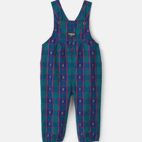 Baby Girl Plaid Bear Overalls - Blue | Carter’s Oshkosh Canada