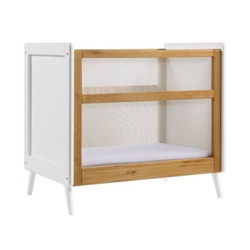 BreathableBaby Breathable Mesh 2-in-1 Mini Crib, Beech & White, Greenguard Gold Certified