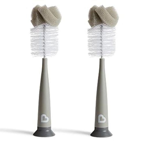 Munchkin Sponge Bottle Brush, Grey/Sage, 2 Count (Pack of 1)