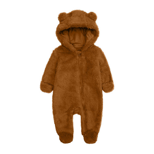 Elainilye Fashion Unisex Baby Clothes Newborn Boys Girls Plush Cute Bear Ears Winter Thick Warm Jumpsuit Romper, Sizes 9-12 Months