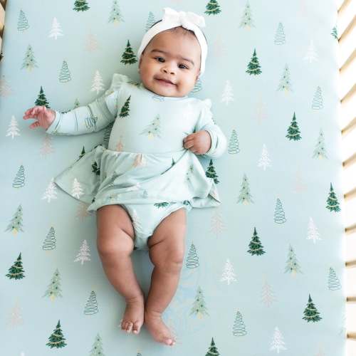Long Sleeve Twirl Bodysuit Dress in Boho Tree