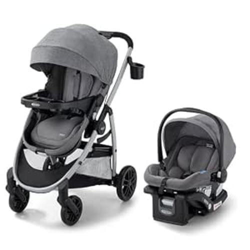 Graco Modes Pramette Travel System, Car Seat and Stroller Combo, Includes SnugRide LX Infant Car Seat and Baby Stroller, 3 Modes: Car Seat Carrier, Pramette, Toddler Stroller, Ellington