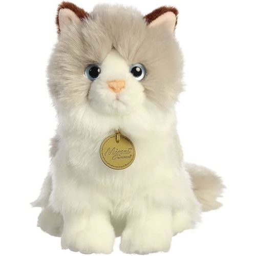 Aurora® Realistic Miyoni® Ragdoll Cat Stuffed Animal - Lifelike Details Make a Cherished Companion - Perfect for Decorating Bedrooms or Classrooms - White 8 Inches
