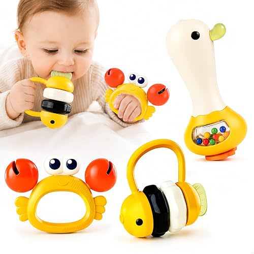 Tiny Wonders Baby Rattle Toy 3-6-12 Months, Infant Animal Teething Rattles
