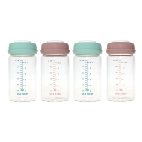 Glass Breastmilk Storage Bottles, Pack of Four, 180ml