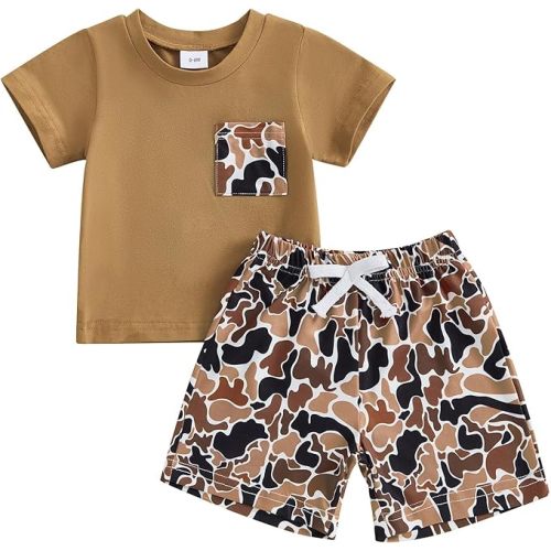 PUHHAPIEY Toddler Baby Boy Clothes Summer Camo Tee Shorts Set