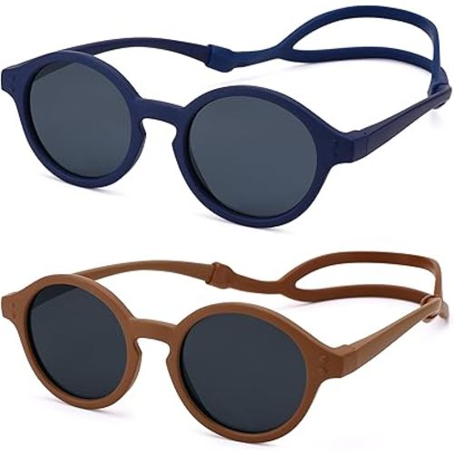 NULOOQ Polarized Baby Sunglasses with Silicone Strap - Bendable TPEE Flexible Infant Sunglasses 0-24 Months