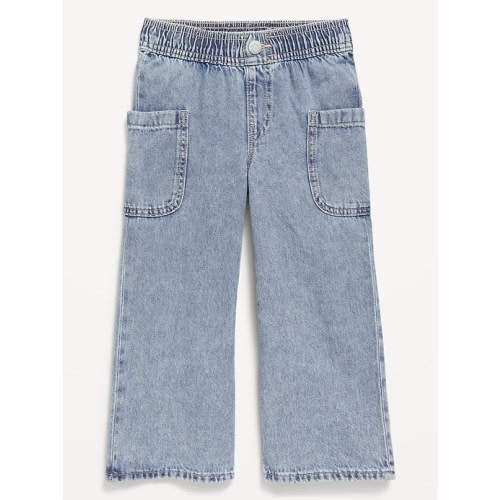 Pull-On Baggy Wide-Leg Cargo Jeans for Toddler Girls