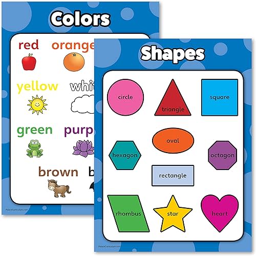 Palace Curriculum Shapes & Colors Poster Chart Set for Kids - Laminated - (18" x 24")