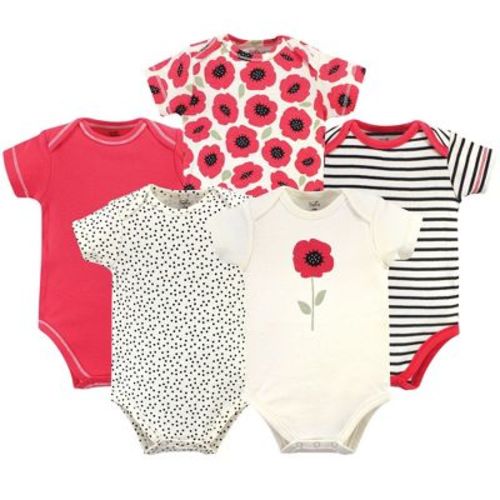 Touched by Nature Baby Girl Organic Cotton Bodysuits 5pk, Poppy