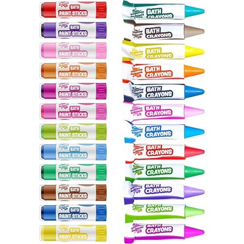 Tub Works® Bath Paint Sticks™ & Smooth Bath Crayons | Nontoxic, Washable Bathtub Paint and Bathtub Crayons for Toddlers & Kids | Draw Smoothly on Tub Walls