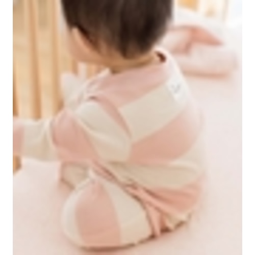 Rugby Stripe Organic Cotton Sleeper Pink Sand