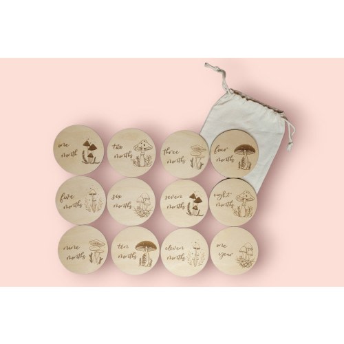 Baby Milestone Markers Mushroom Theme Milestone Discs Baby Growth Chart Baby Wood Milestone Card Baby Stats Sign Baby Monthly Markers