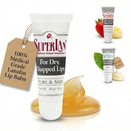 Organic Lanolin Lip Balm & Nipple Cream, Jojoba Oil (0.35 Oz) | Organic, Lanolin & Jojoba Oil, Dual-Use Lip Balm + Nipple Cream, for Dry Cracked Lips, Kosher (0.35 Oz)