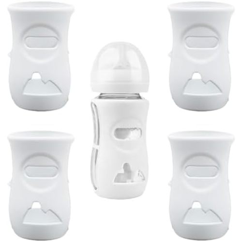 4 Pack Silicone Sleeves for 8 OZ Avent Natural Glass Baby Bottles, White