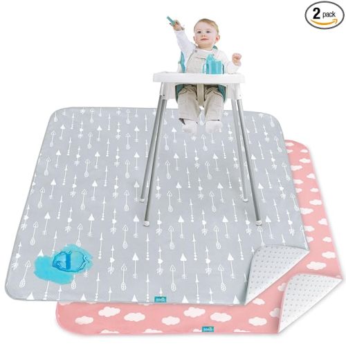 Splat Mat 2 Pack for Under High Chair & Arts & Crafts, 42”×46”