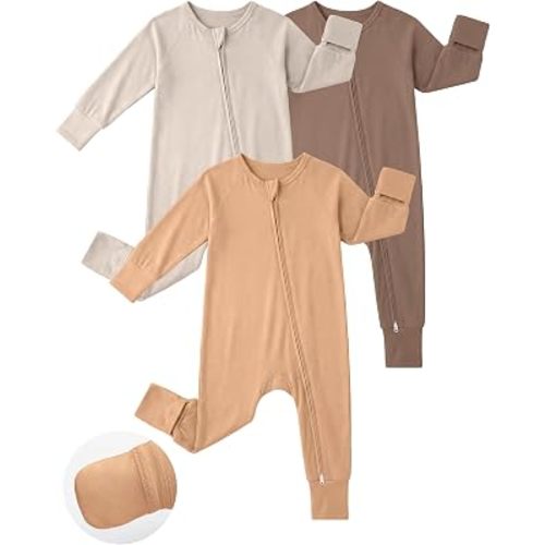 Yoofoss Viscose From Bamboo Baby Pajamas Footless & Footed baby Sleepers, 2-Way Zipper Soft Toddler Romper for Boys Girl, 6-12 Months