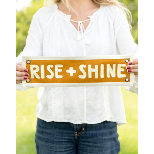 Rise + Shine Embroidered Canvas Banner - 1canoe2