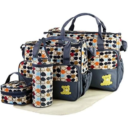 5PCS Baby Nappy Diaper Bags Set Mummy Diaper Shoulder Bags