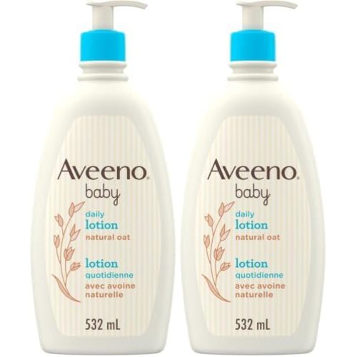 Aveeno Baby Daily Lotion, Natural Colloidal Oatmeal, Fragrance-Free, 532mL (Pack of 2)