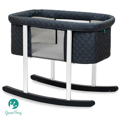 GREEN FROG BASSINET/CRADLE GENTLE ROCKING MESH WINDOWS INFANT SAFE MATTRESS