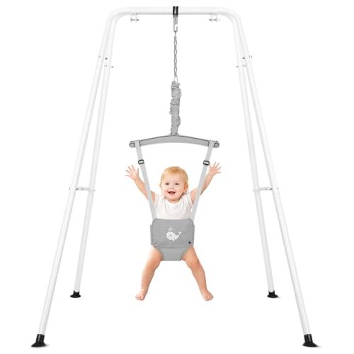 Baby Jumper with Stand, Foldable Baby Bouncer for Infants 6-24 Months | Height Adjustable Baby Bouncer No Doorway Needed Portable Toddler Jumpers Suitable for Indoor and Outdoor Use