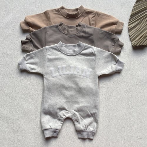 Custom Puff Name Baby Sweatshirt Bodysuit, Personalized Bubble Romper, Baby Shower Gift, Minimalist Baby Birthday, Baby Christmas Gift