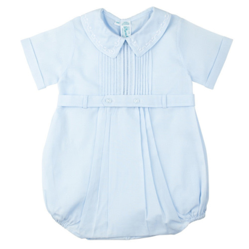 Pintucked Button Belt Creeper | Boys Baptism Outfits at Feltman Brothers