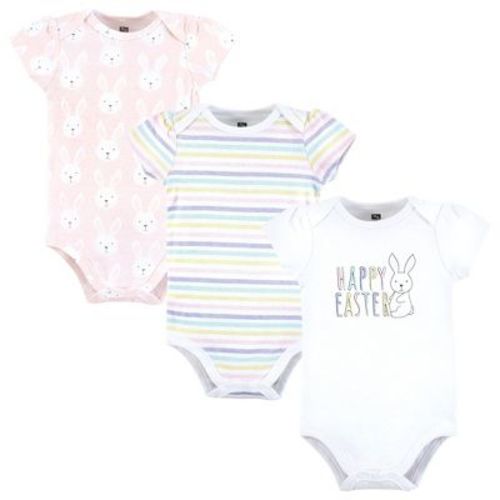 Hudson Baby Infant Girl Cotton Bodysuits, Easter Bunny Pink, 6-9 Months