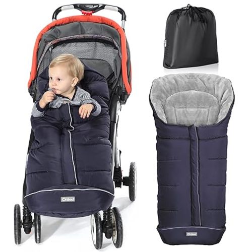 Orzbow Warm Bunting Bag Universal, Stroller Sleeping Bag Cold Weather, Waterproof Toddler Footmuff (Black, Large)