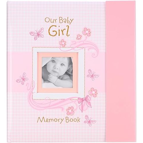 Christian Art Gifts Girl Baby Book of Memories Pink Keepsake Photo Album | Our Baby Girl Memory Book | Baby Book with Bible Verses, The First Year