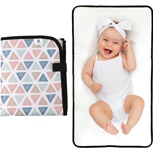 FS Pro Baby Portable Diaper Changing Pad – Travel Change Pad Foldable Mat Wipe Clean Large Waterproof Nappy Mat Padded (Argyle)