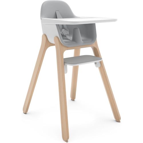 UPPAbaby Ciro High Chair/Sleek, Easy-to-Clean Design/Perfect-Fit Tray to Bring Baby to Table/Patent-Pending Harness/Dual-Position, 180-Degree Rotating Footrest/Chloe (Grey/Rubberwood)