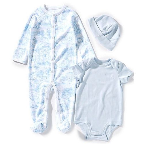Ralph Lauren Baby Boys Toile Print Cotton Long Sleeve Coverall, Bodysuit, & Beanie 3-Piece Gift Box Set | Dillard's
