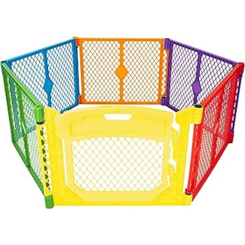 Toddleroo by North States - Superyard Colorplay Ultimate Play Yard: Freestanding 6 Panel Baby Playpen - Indoor/Outdoor Use - Made in USA - Encloses Up to 18.5 Square Feet - 26 Inches Tall - Colorplay