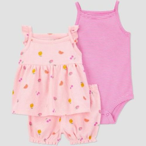 Carter's Just One You® Baby Girls' Fruit Top & Bottom Set - Newborn: Sleeveless Tank, Bodysuit & Diaper Cover, Cotton Blend