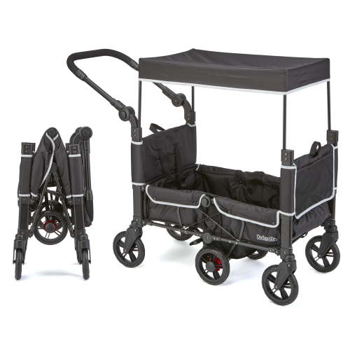 Kolcraft Cloud 360 Lightweight Double Baby Stroller Wagon, Black
