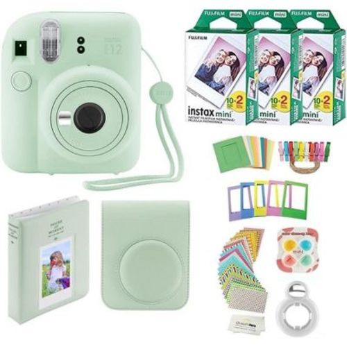Fujifilm Instax Mini 12 Instant Camera with Case 60 Fuji Films Decoration Stickers Frames Photo Album and More Accessory kit Mint Green