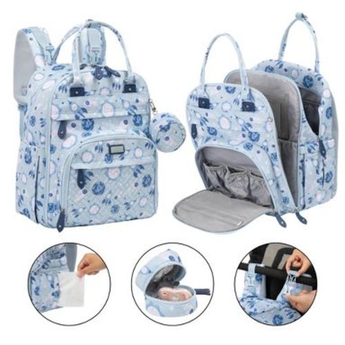 BabbleRoo Diaper Bag Backpack Stylish 26L Hands Free Baby Bag with Changing Pad, Stroller Straps & Water-Resistant Pañaleras , Cosmic, Large