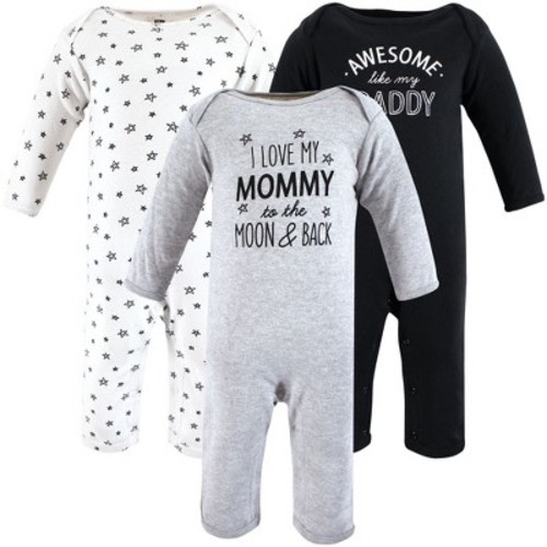 Hudson Baby Infant Boys Cotton Coveralls, Mom Dad Moon Back, 3-6 Months
