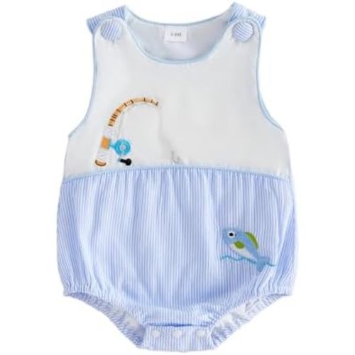 Baby Boy Girl Outfit Newborn Sleeveless Crab Embroidery Romper Infant Doll Collar Onesie Cute Summer Outfits