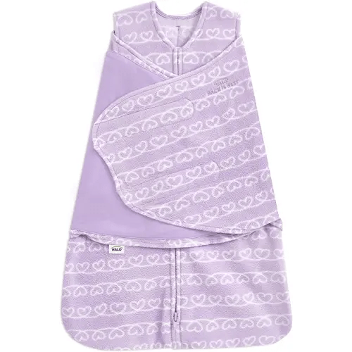 HALO Sleepsack Swaddle, 100% Cotton, Heartline Micro-Fleece, Small