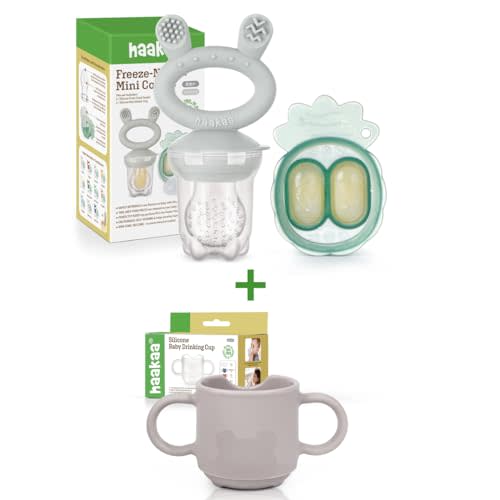 Haakaa Silicone Baby Fruit Food Feeder & Toddler Cup Combo