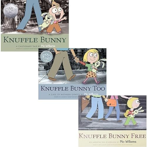 Mo Willems Knuffle Bunny Book Set of 3 - [Knuffle Bunny: A Cautionary Tale, Knuffle Bunny Too: A Case of Mistaken Identity, Knuffle Bunny Free: An Unexpected Guest] Hardcover – January 1, 2004