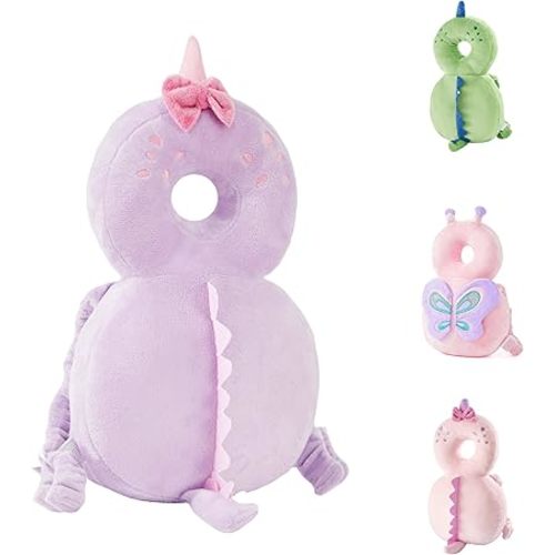 Baby Back Potection Toddler Safety Protector Cushion Pad Toddler Backpack for Crawling Walking Adjustable Toddlers Back Safety Pad for Boys and Girls(Purple Dinosaur)