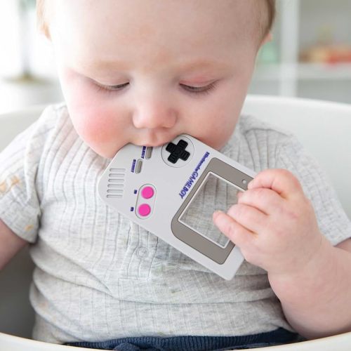 Bumkins Silicone Teether, Nintendo Textured, Soft, Flexible, Sensory, Gum Soothing – Game Boy : Baby