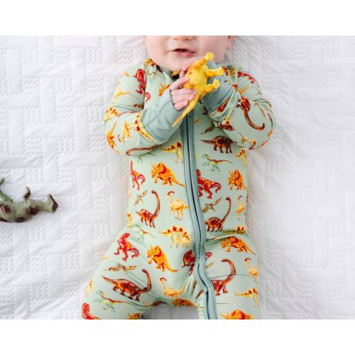 DINOSAURS Bamboo Baby Pajamas, DINO Baby Bamboo Baby Sleepers, Bamboo Baby Romper,  Zippered Baby Pajamas with Dinosaurs, Baby Boy Zippy