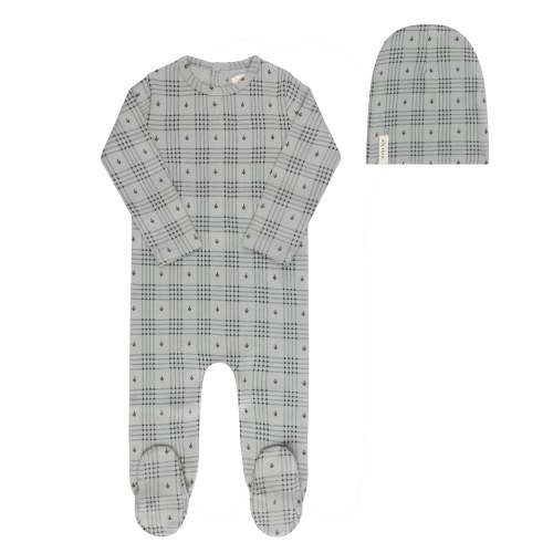 Ely's & Co. Cotton Floral Plaid Collection - Footie + Beanie - Cotton Floral Plaid Collection - Footie + Beanie